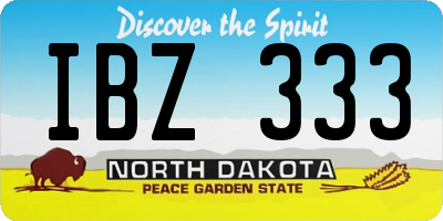 ND license plate IBZ333