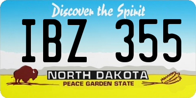 ND license plate IBZ355