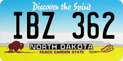 ND license plate IBZ362