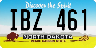 ND license plate IBZ461