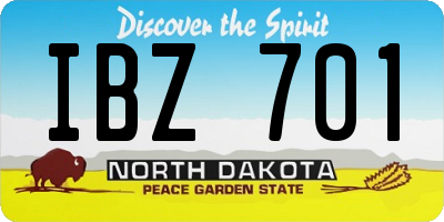 ND license plate IBZ701