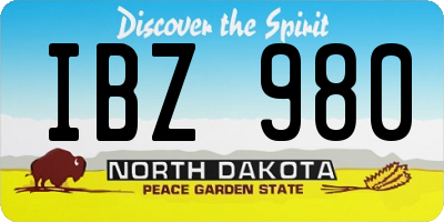ND license plate IBZ980
