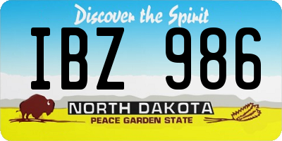 ND license plate IBZ986
