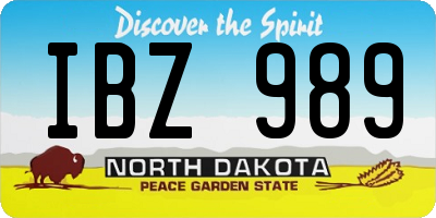 ND license plate IBZ989