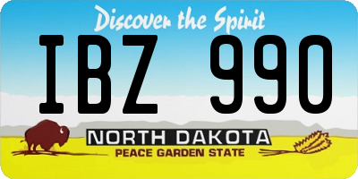 ND license plate IBZ990