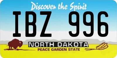 ND license plate IBZ996