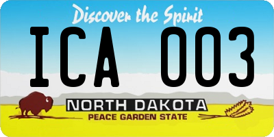 ND license plate ICA003