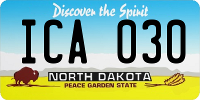 ND license plate ICA030