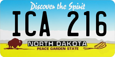 ND license plate ICA216