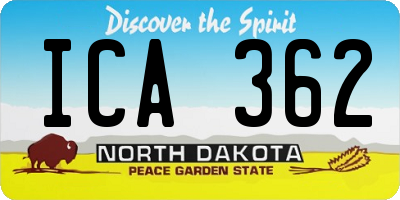 ND license plate ICA362