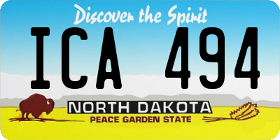 ND license plate ICA494
