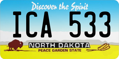 ND license plate ICA533