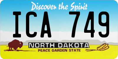 ND license plate ICA749