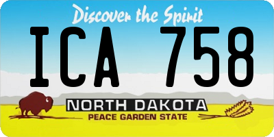 ND license plate ICA758