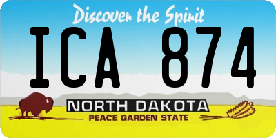 ND license plate ICA874