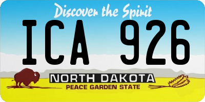 ND license plate ICA926