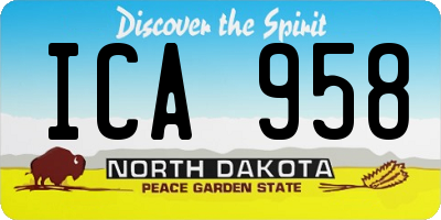 ND license plate ICA958