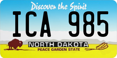 ND license plate ICA985
