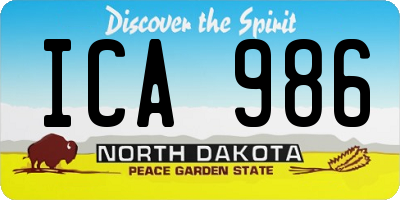 ND license plate ICA986