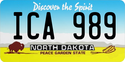 ND license plate ICA989