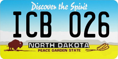 ND license plate ICB026