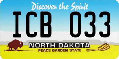 ND license plate ICB033