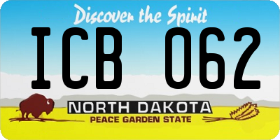 ND license plate ICB062