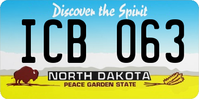 ND license plate ICB063