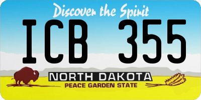 ND license plate ICB355