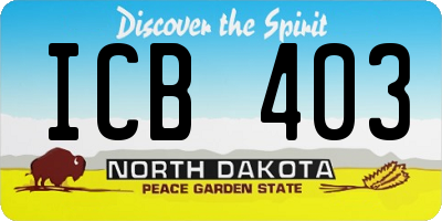 ND license plate ICB403