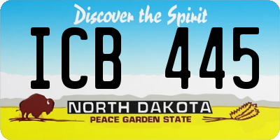 ND license plate ICB445