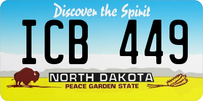ND license plate ICB449