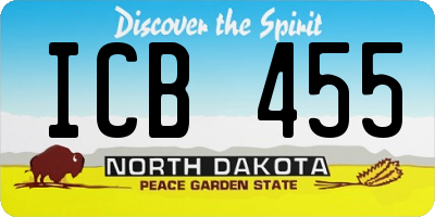 ND license plate ICB455