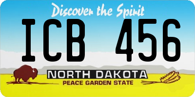 ND license plate ICB456