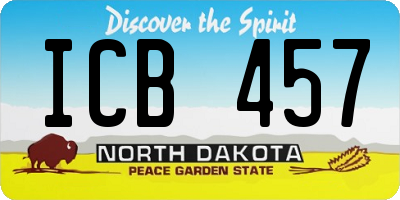 ND license plate ICB457