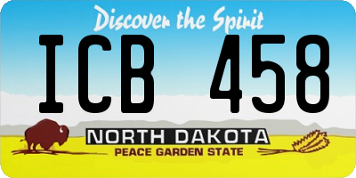ND license plate ICB458