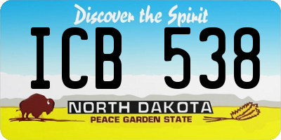 ND license plate ICB538