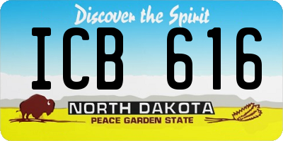ND license plate ICB616