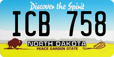 ND license plate ICB758