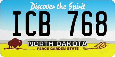 ND license plate ICB768