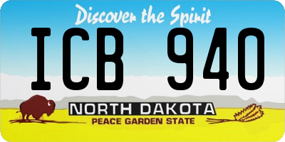 ND license plate ICB940
