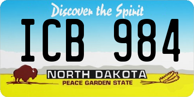 ND license plate ICB984