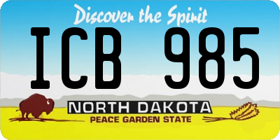 ND license plate ICB985