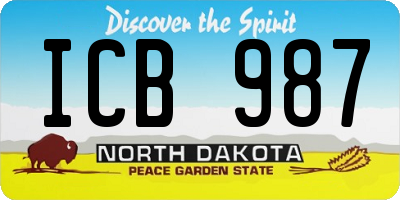 ND license plate ICB987