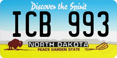 ND license plate ICB993