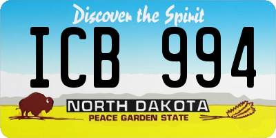 ND license plate ICB994