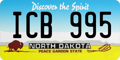 ND license plate ICB995
