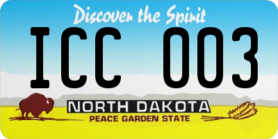 ND license plate ICC003