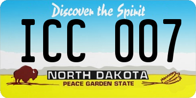 ND license plate ICC007