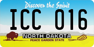 ND license plate ICC016